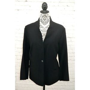 EILEEN FISHER Women's 1 Button Viscose Blazer SIZE LARGE Black